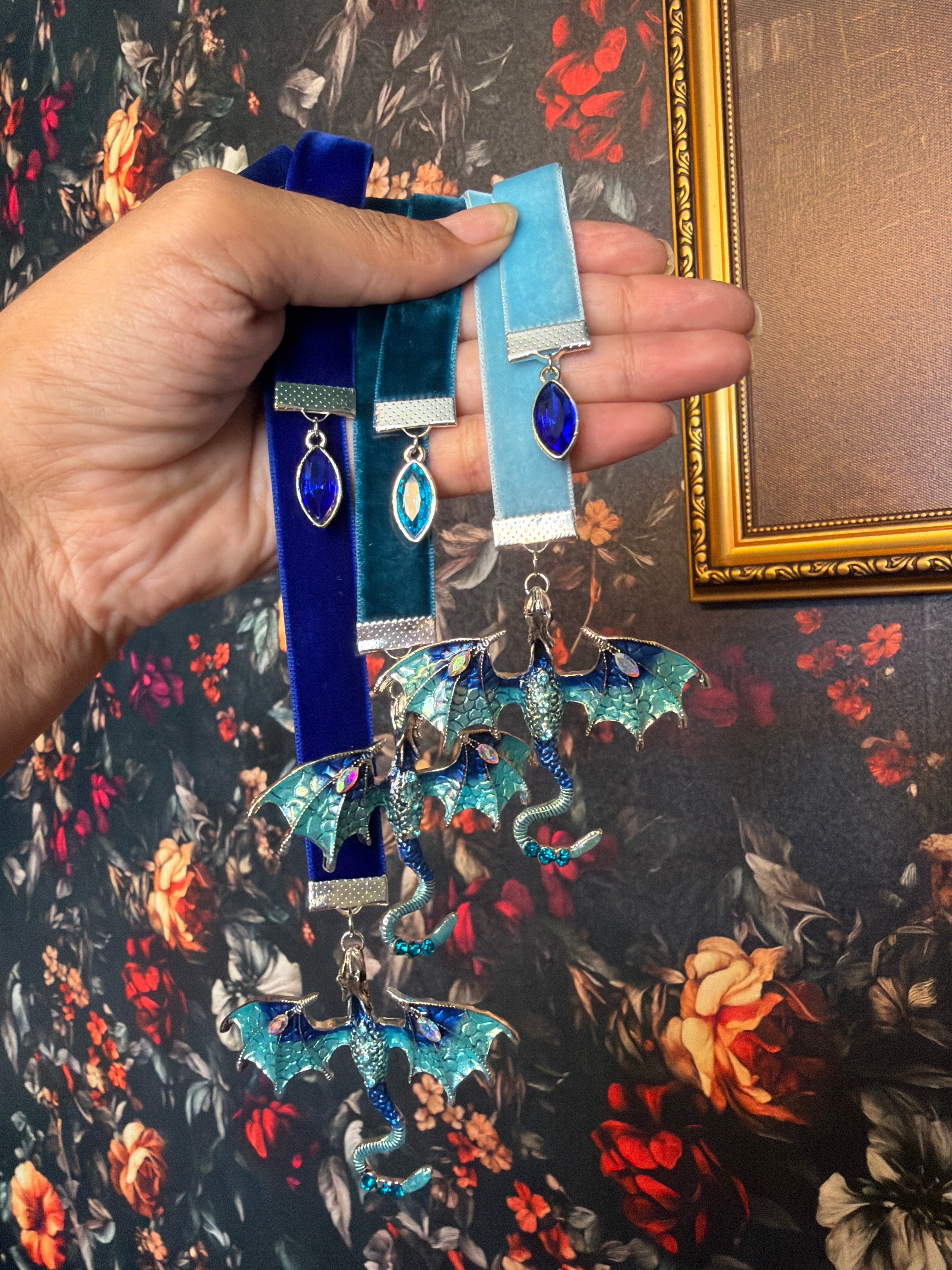 Blue Dragon Velvet Bookmark