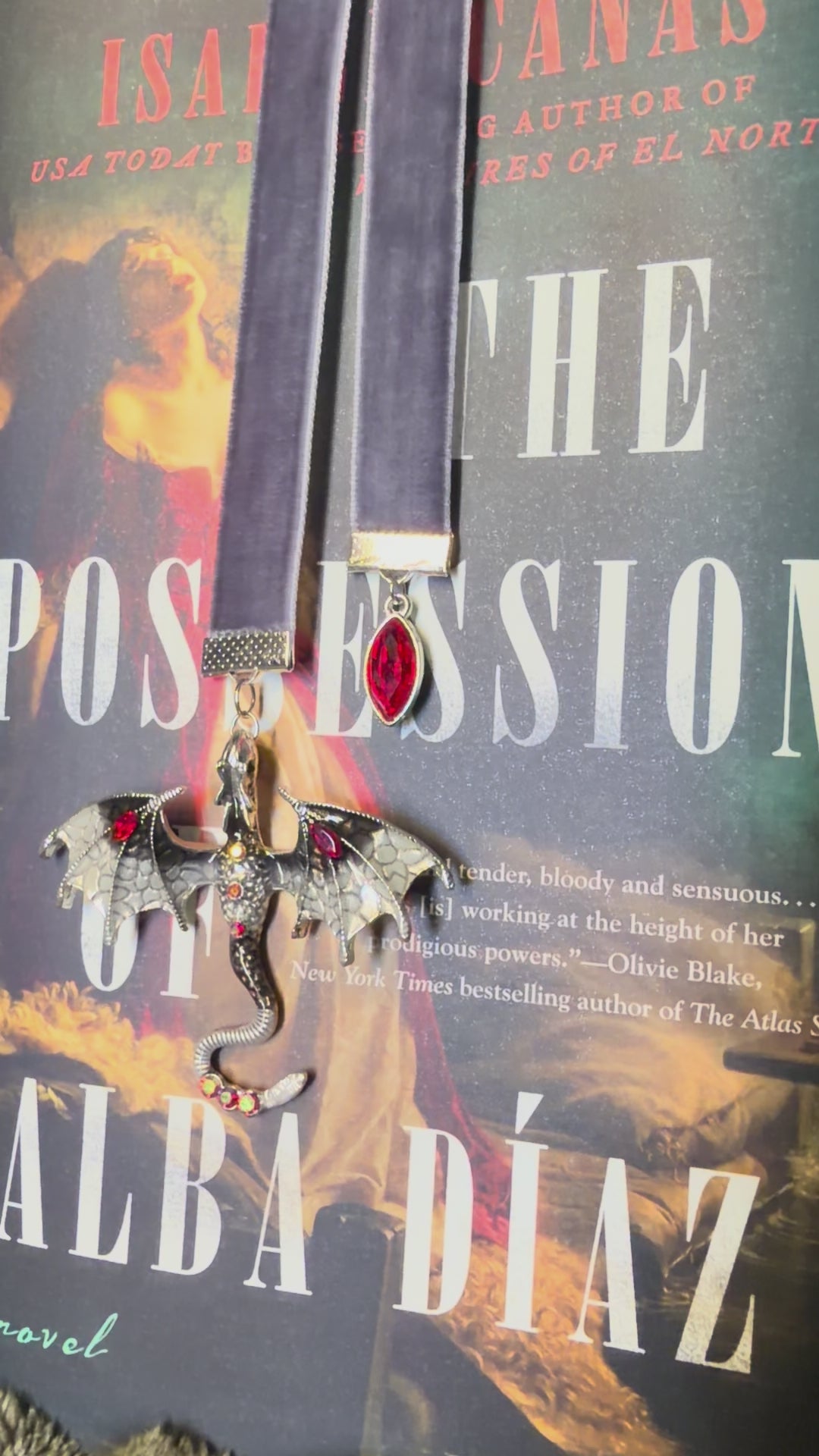 White/Black Dragon Velvet Bookmarks