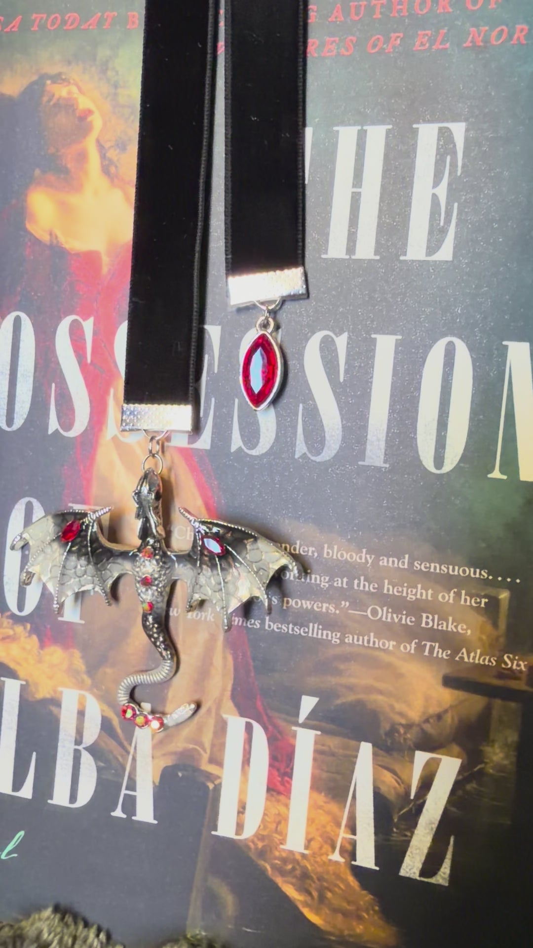 White/Black Dragon Velvet Bookmarks